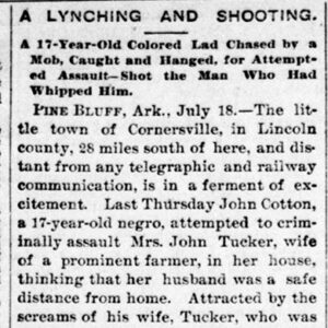 "A lynching and shooting" newspaper clipping