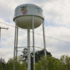 Cartoon cat with basketball on "Fountain Hill" water tower