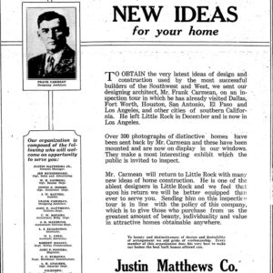 Portrait of white man in suit and tie with text on "New ideas for your home" advertisement
