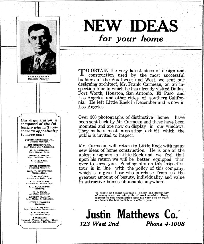 Portrait of white man in suit and tie with text on "New ideas for your home" advertisement