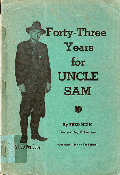 White man in hat and suit on green book cover with black text