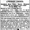 "A Prisoner Lynched" newspaper clipping