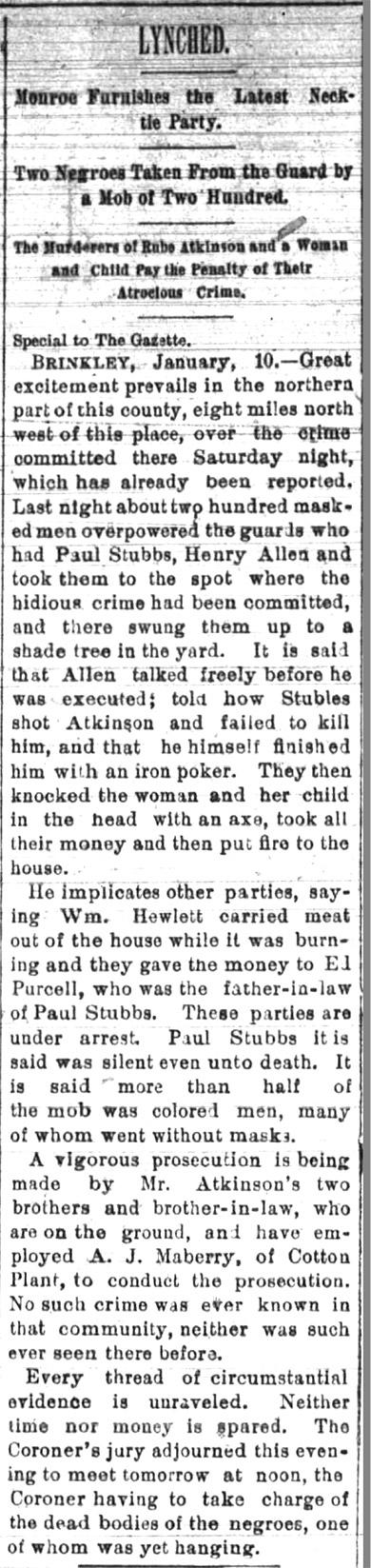 "Lynched" newspaper clipping
