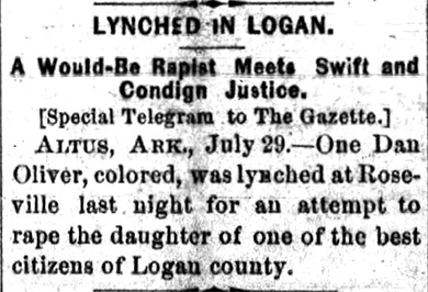 "Lynched In Logan" newspaper clipping