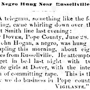 "A Negro Hung Near Russellville" newspaper clipping