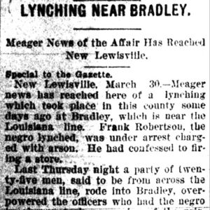 "Lynching Near Bradley" newspaper clipping