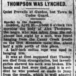 "Thompson was Lynched" newspaper clipping