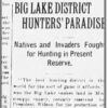 "Big lake district hunters' paradise" newspaper clipping