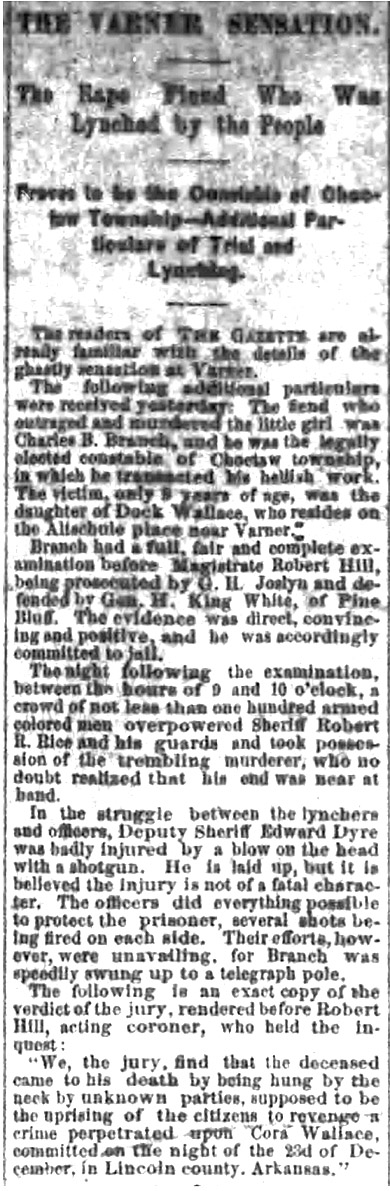 "The rape fiend who was lynched by the people" newspaper clipping