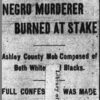 "Negro murderer burned at stake" newspaper clipping