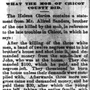 "What the mob of Chicot County did" newspaper clipping
