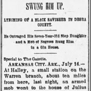"Swung him up" newspaper clipping