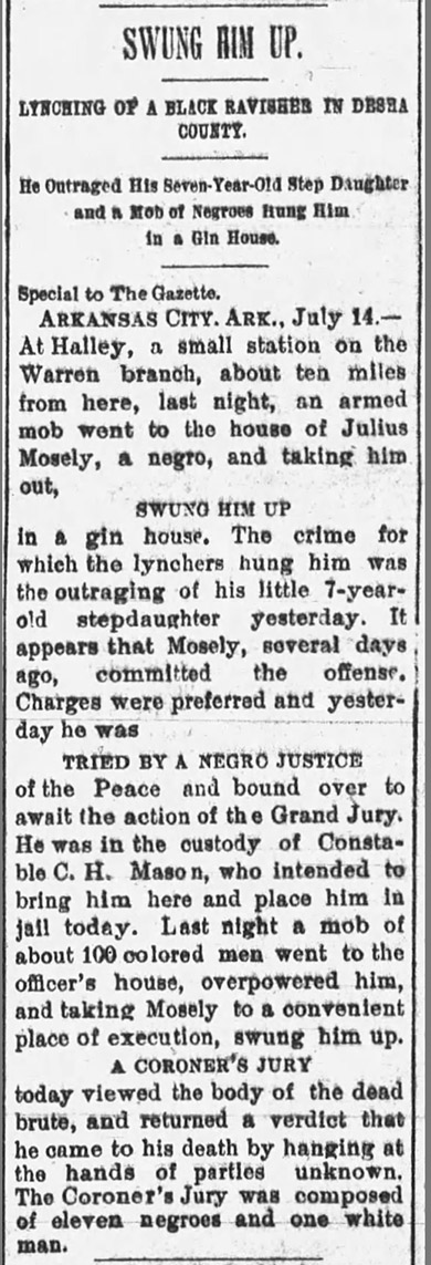 "Swung him up" newspaper clipping