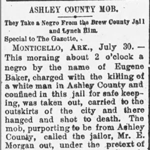 "Ashley County Mob" newspaper clipping