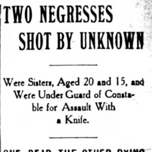 "Two Negresses shot by unknown" newspaper clipping