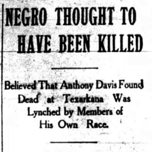 "Negro thought to have been killed" newspaper clipping