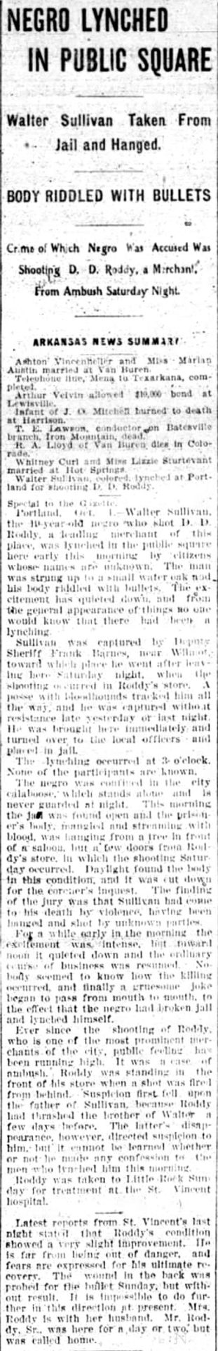 "Negro lynched in public square" newspaper clipping