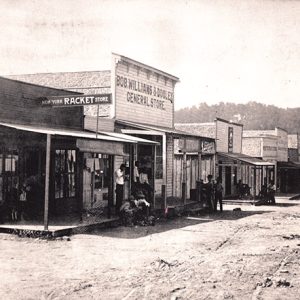 Storefronts on dirt road