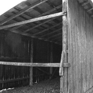 Wooden shed with slanted roof