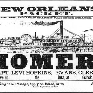"Homer" steamboat on advertisement with text