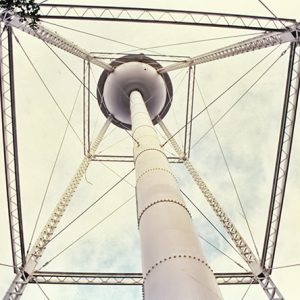 View of water tower looking up from beneath it