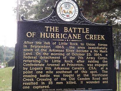 "The Battle of Hurricane Creek" historical marker sign