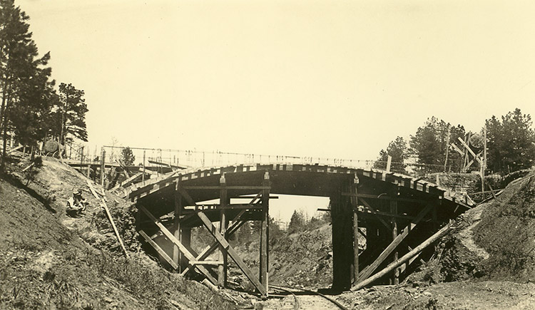 Bridge over railroad tracks under construction