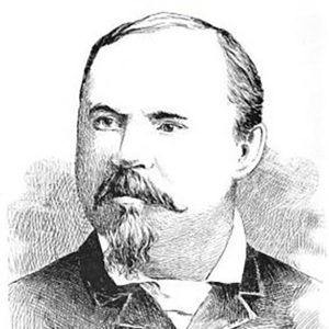 Line drawing of white man with beard and mustache