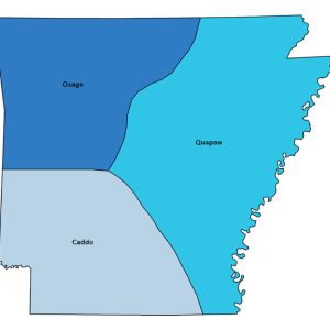 Map showing extent of Native American land claims in Arkansas