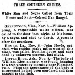 "Three southern crimes" newspaper clipping