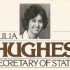 White woman smiling on "Julia Hughes Secretary of State" flyer