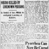 "Negro killed by unknown persons" newspaper clipping
