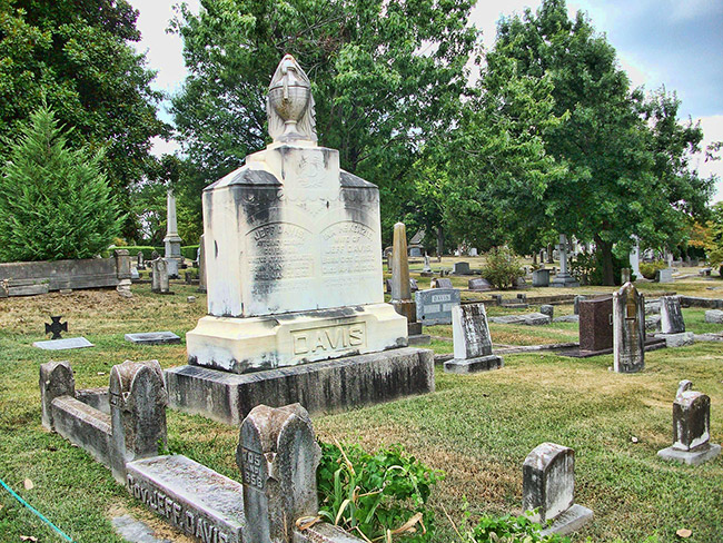 "Davis" monument and gravestones in cemetery