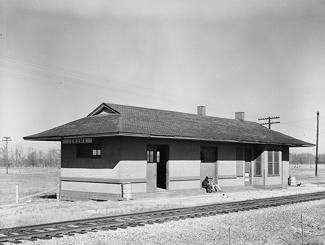 "Jerome" train depot building and tracks