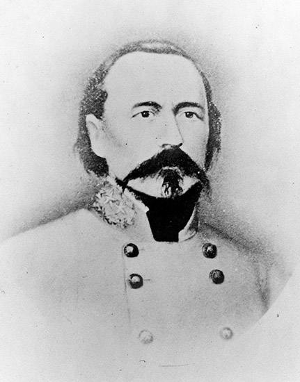 White man with mustache in gray military uniform
