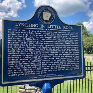 "Lynching in Little Rock" historical marker sign