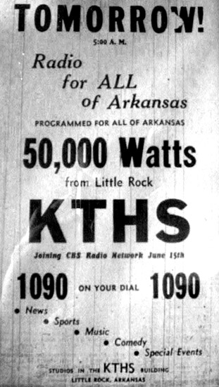 "Tomorrow! Radio for all of Arkansas" newspaper clipping