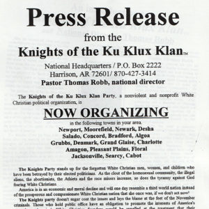 Flyer advertising the Ku Klux Klan