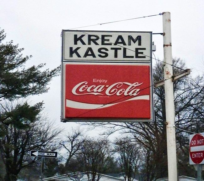 "Kream Kastle" Coca-Cola hanging sign