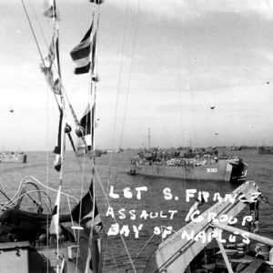 Naval vessels in the water with "Bay of Naples" handwritten on the photo