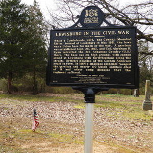 "Lewisburg in the Civil War" historical marker sign in cemetery