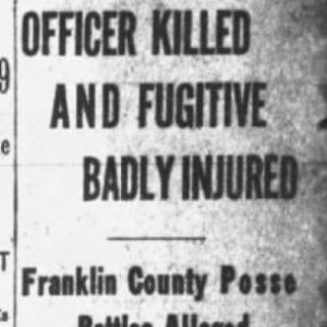 "Officer killed and fugitive badly injured" newspaper clipping