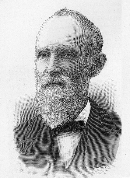 Old white man with long beard in suit and tie