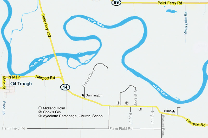 Map of white river region with structure locations