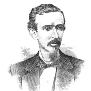 White man with mustache and chin beard in suit and bow tie
