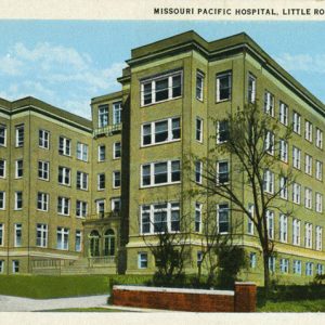 Multistory hospital building on post card