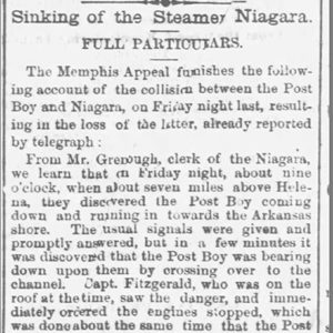 "Sinking of the Steamer Niagara" newspaper clipping