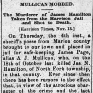 "Mullican Murdered" newspaper clipping