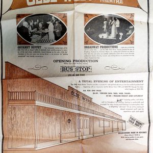 "Broadway comes to Little Rock Olde West dinner theater" advertisement with photographs