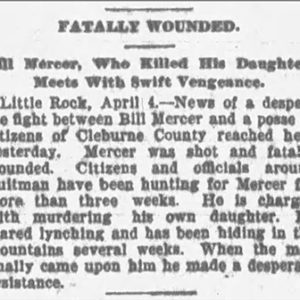 "Fatally wounded" newspaper clipping
